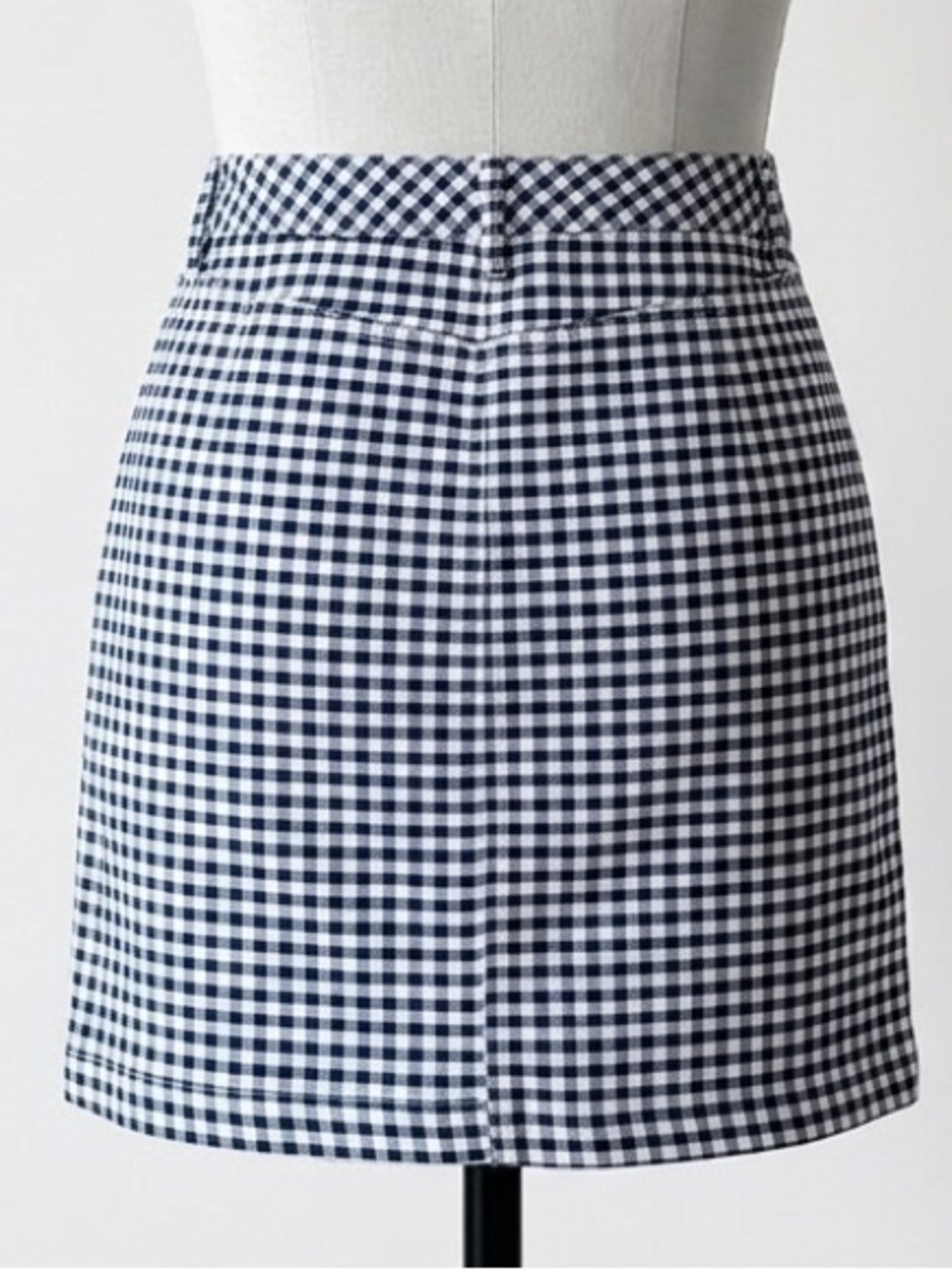 Talbots Navy and White Gingham Denim A-Line Skirt Size 2 Preppy Casual Coastal - Picture 2 of 12